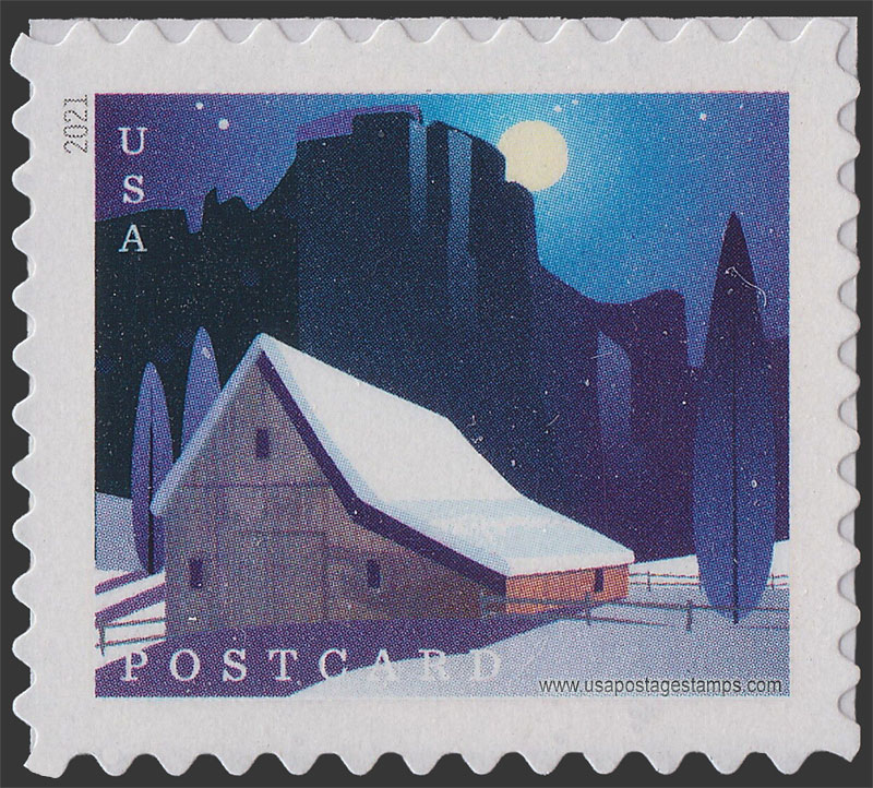 US 2021 Western Barn in Winter 36c. Scott. 5549
