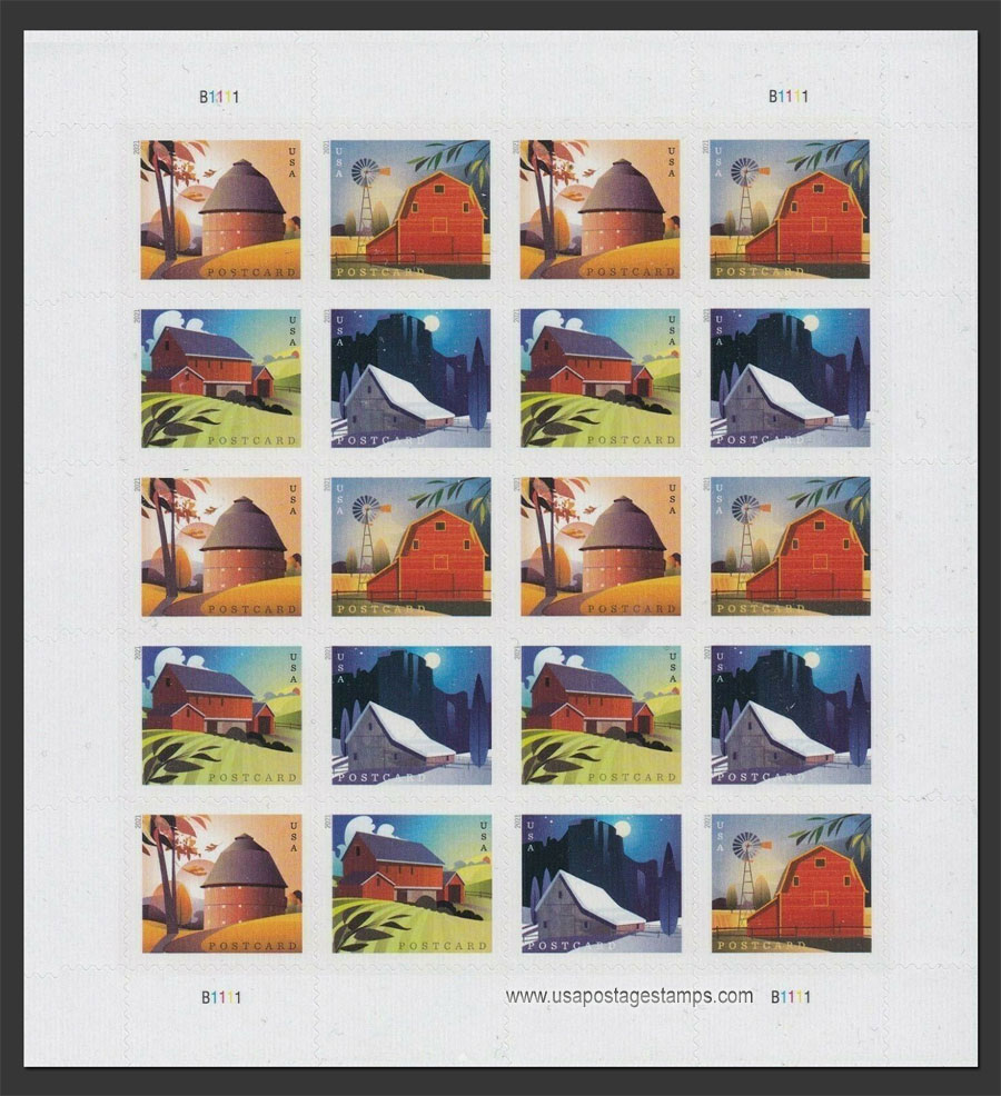 US 2021 Barns ; Full Sheet 36c.x20 Scott. 5549b