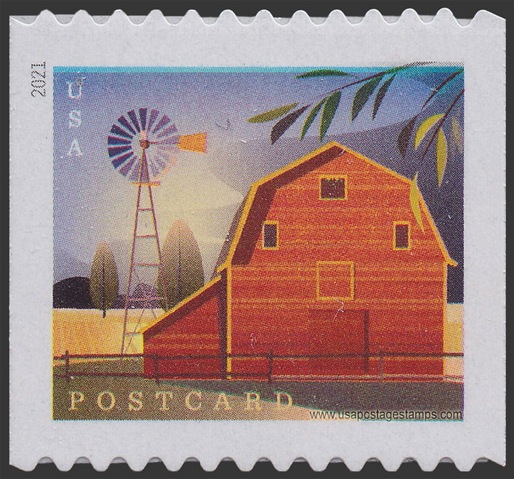 US 2021 Gambrel Roofed Barn in Summer; Coil 36c. Scott. 5550