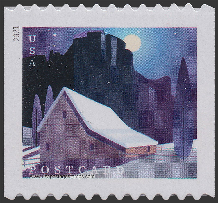 US 2021 Western Barn in Winter ; Coil 36c. Scott. 5551