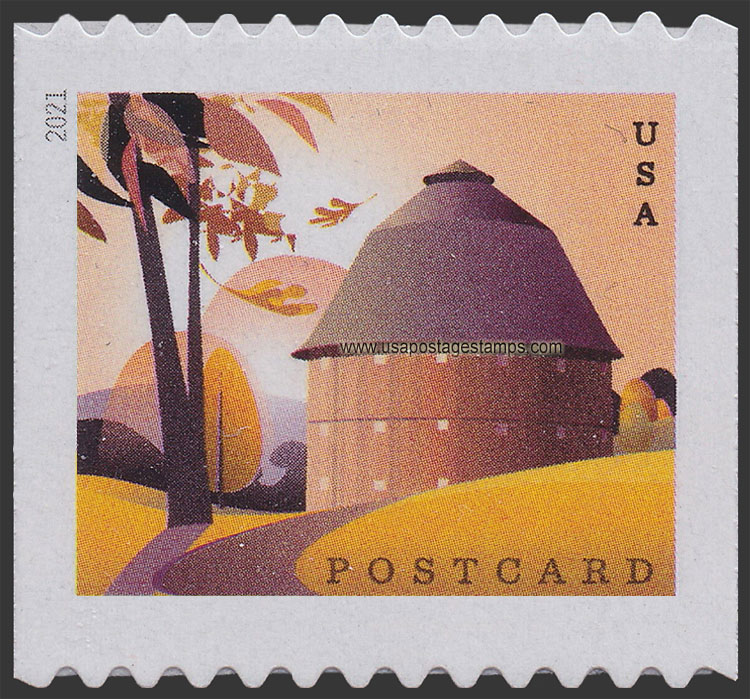US 2021 Round Barn in Autumn ; Coil 36c. Scott. 5553