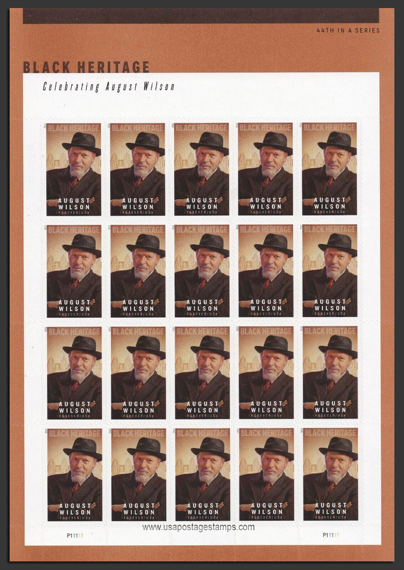 US 2021 August Wilson ; Full Sheet 55c.x20 Scott. 5555MS