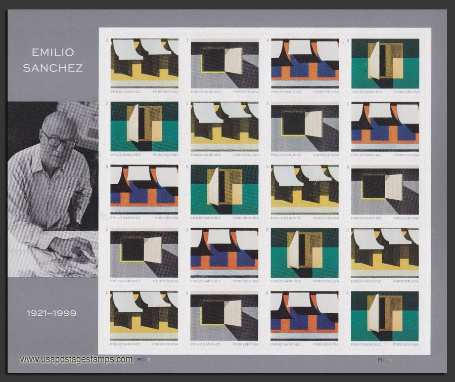 US 2021 Emilio Sanchez's Art ; Full Sheet 55c.x20 Scott. 5594-5597MS