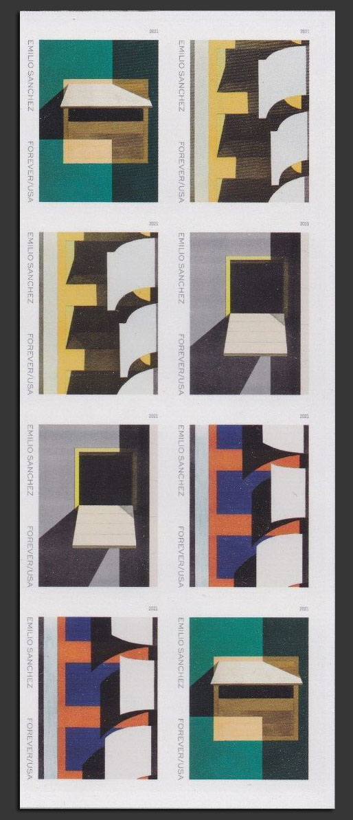 US 2021 Emilio Sanchez's Art ; Imperf. Se-tenant 55c.x4 Scott. 5597c
