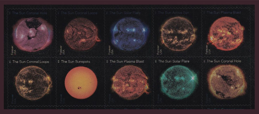 US 2021 Sun Science : Se-tenant 55c.x10 Scott. 5607b