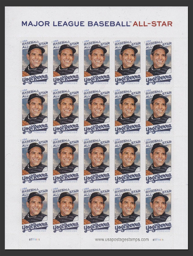 US 2021 Yogi Berra ; Full Sheet 55c.x20 Scott. 5608MS