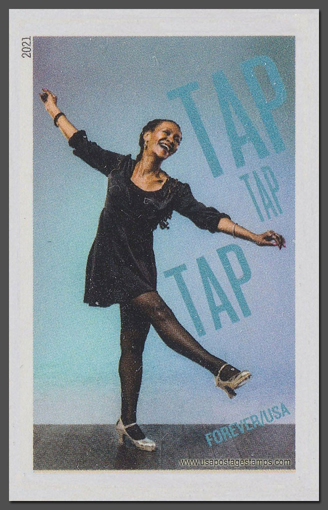 US 2021 Dormeshia Sumbry-Edwards : Tap Dancing ; Imperf. 55c. Scott. 5612a
