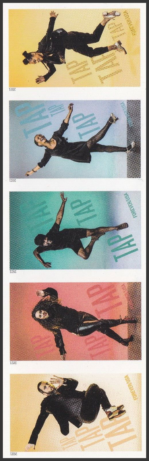 US 2021 Tap Dancing ; Imperf. Se-tenant 55c.x5 Scott. 5613c