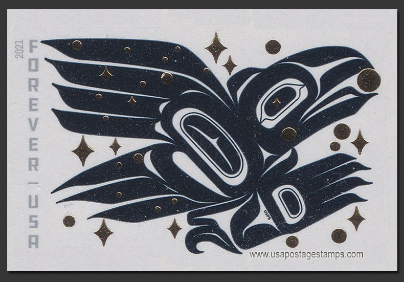 US 2021 The Raven Story : American Folklore ; Imperf. 55c. Scott. 5620a
