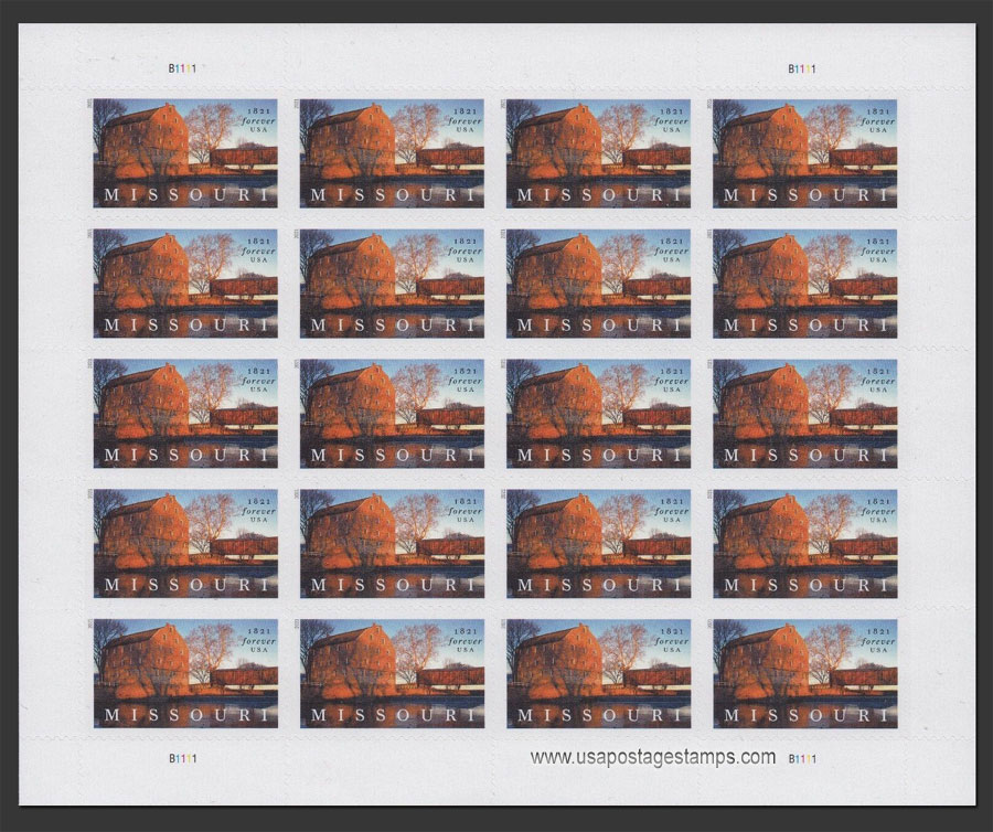 US 2021 Missouri Statehood ; Full Sheet 55c.x20 Scott. 5626MS