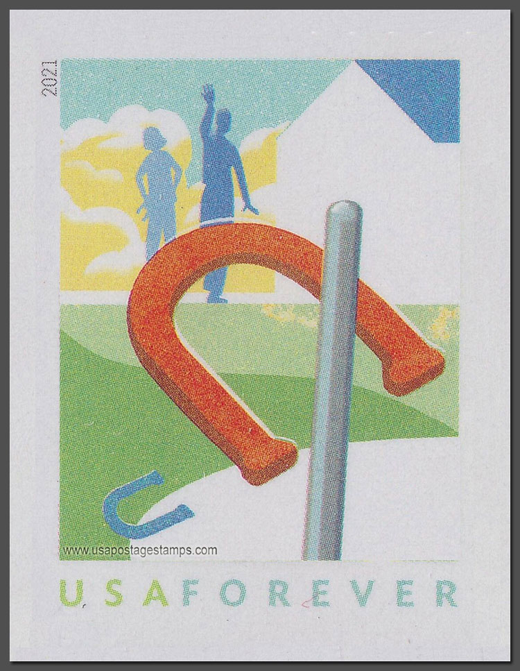 US 2021 Horseshoes : Backyard Games ; Imperf. 55c. Scott. 5627a