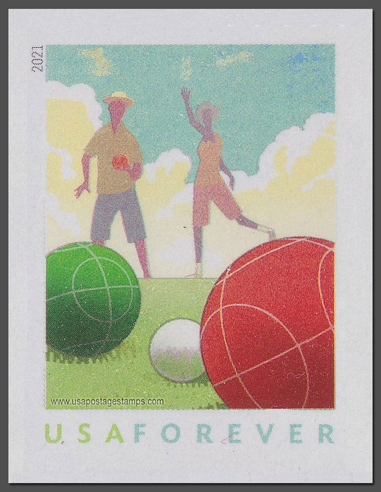 US 2021 Bocce : Backyard Games ; Imperf. 55c. Scott. 5628a