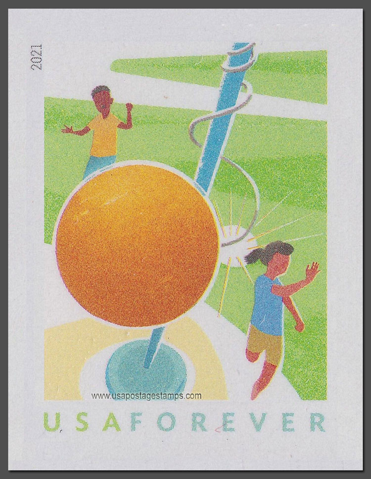 US 2021 Tetherball : Backyard Games ; Imperf. 55c. Scott. 5632a