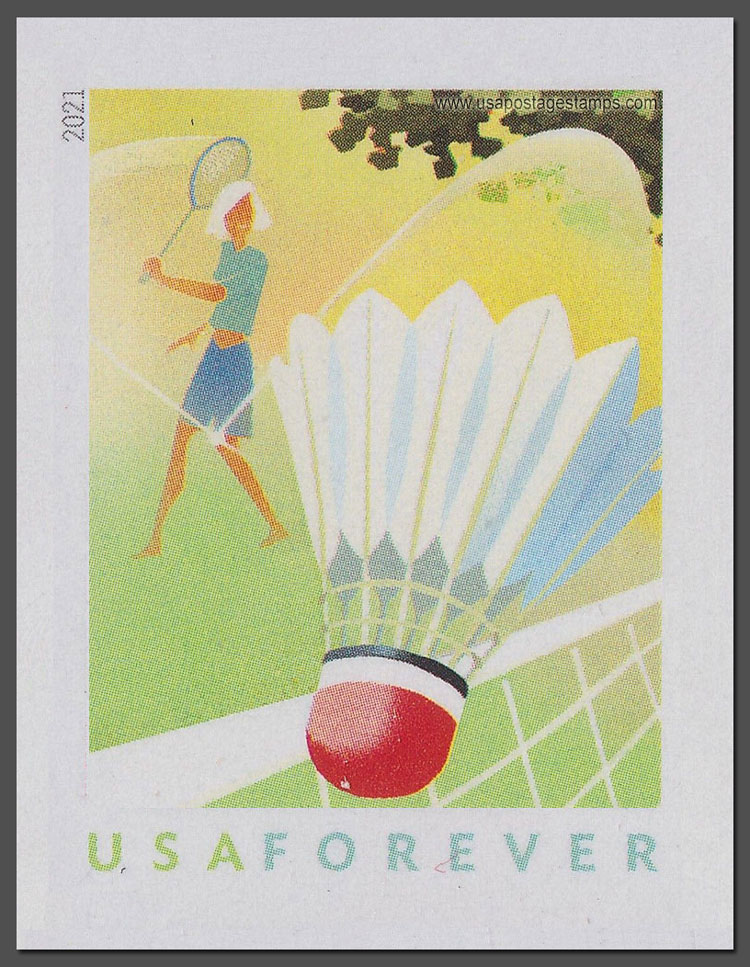 US 2021 Badminton : Backyard Games ; Imperf. 55c. Scott. 5633a