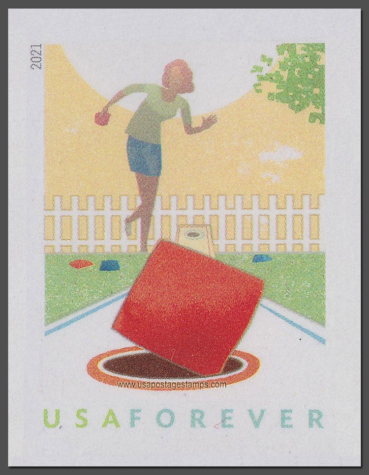 US 2021 Cornhole : Backyard Games ; Imperf. 55c. Scott. 5634a