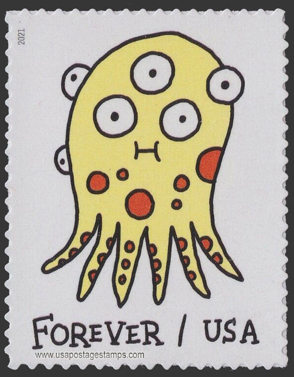 US 2021 Yellow Message Monster 58c. Scott. 5638