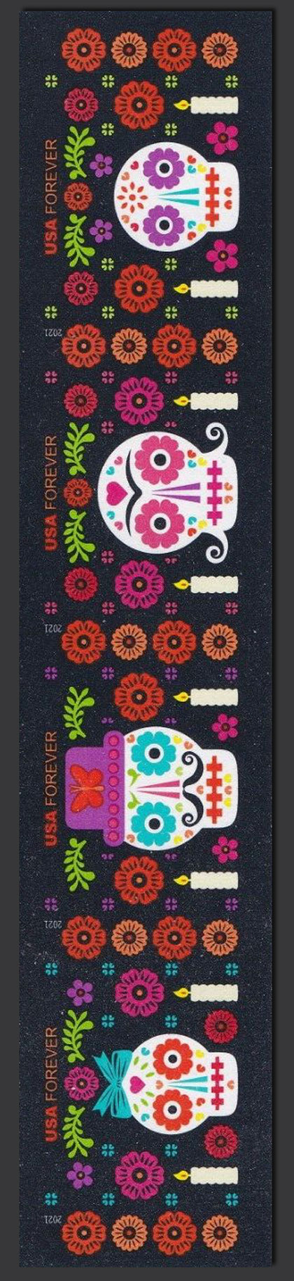 US 2021 Day of the Dead Festival ; Imperf. Se-tenant 58c.x4 Scott. 5643c