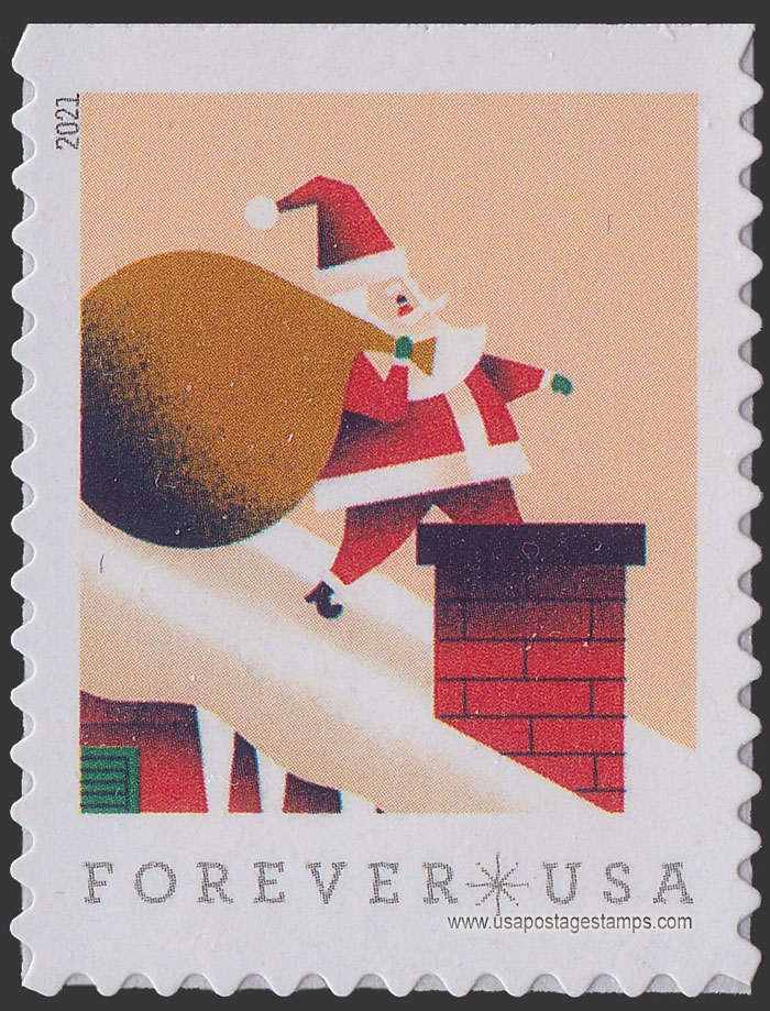 US 2021 Santa Claus on Roof 58c. Scott. 5644