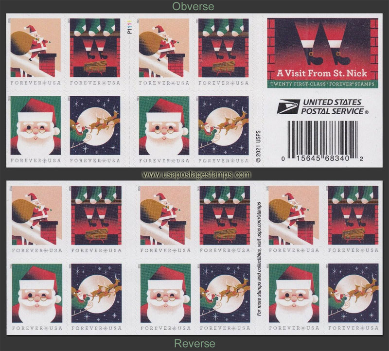 US 2021 A Visit From Saint Nick ; Booklet 58c.x20 Scott. 5647b