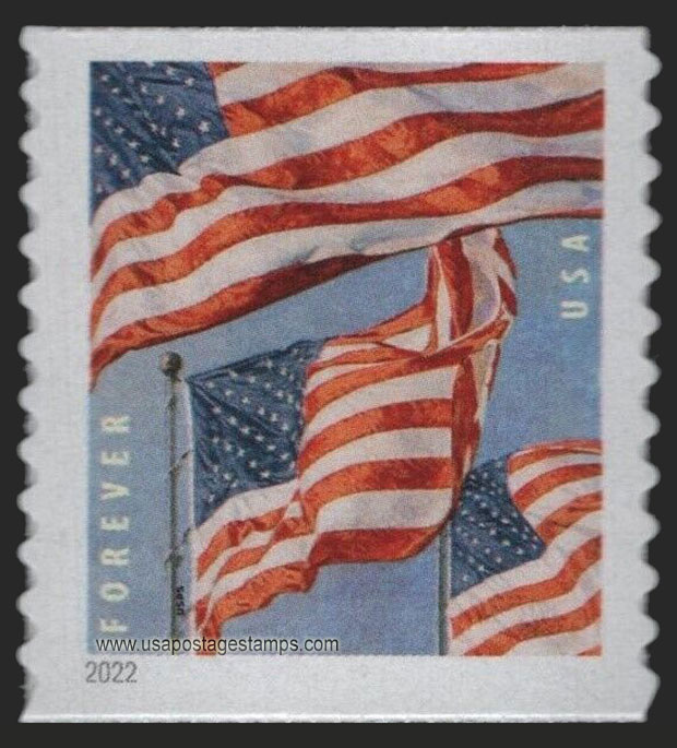 US 2022 Flag of USA ; Coil 58c. (FOREVER �) Scott. 5656