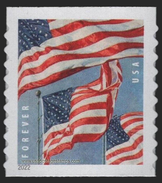 US 2022 Flag of USA ; Coil 58c. (FOREVER �) Scott. 5657