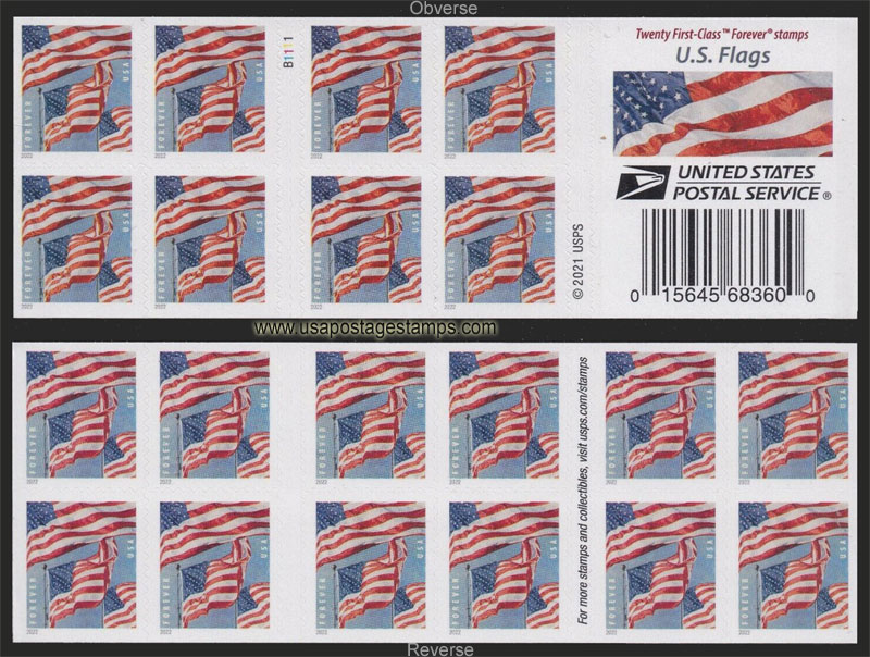 US 2022 Flag of USA ; Booklet 58c. (FOREVER �)x20 Scott. 5658a