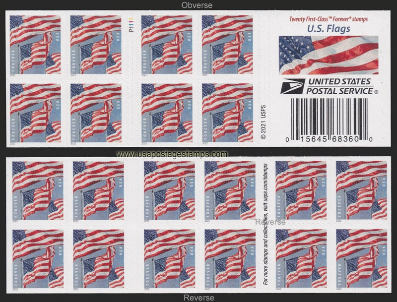 US 2022 Flag of USA ; Booklet 58c. (FOREVER �)x20 Scott. 5659a