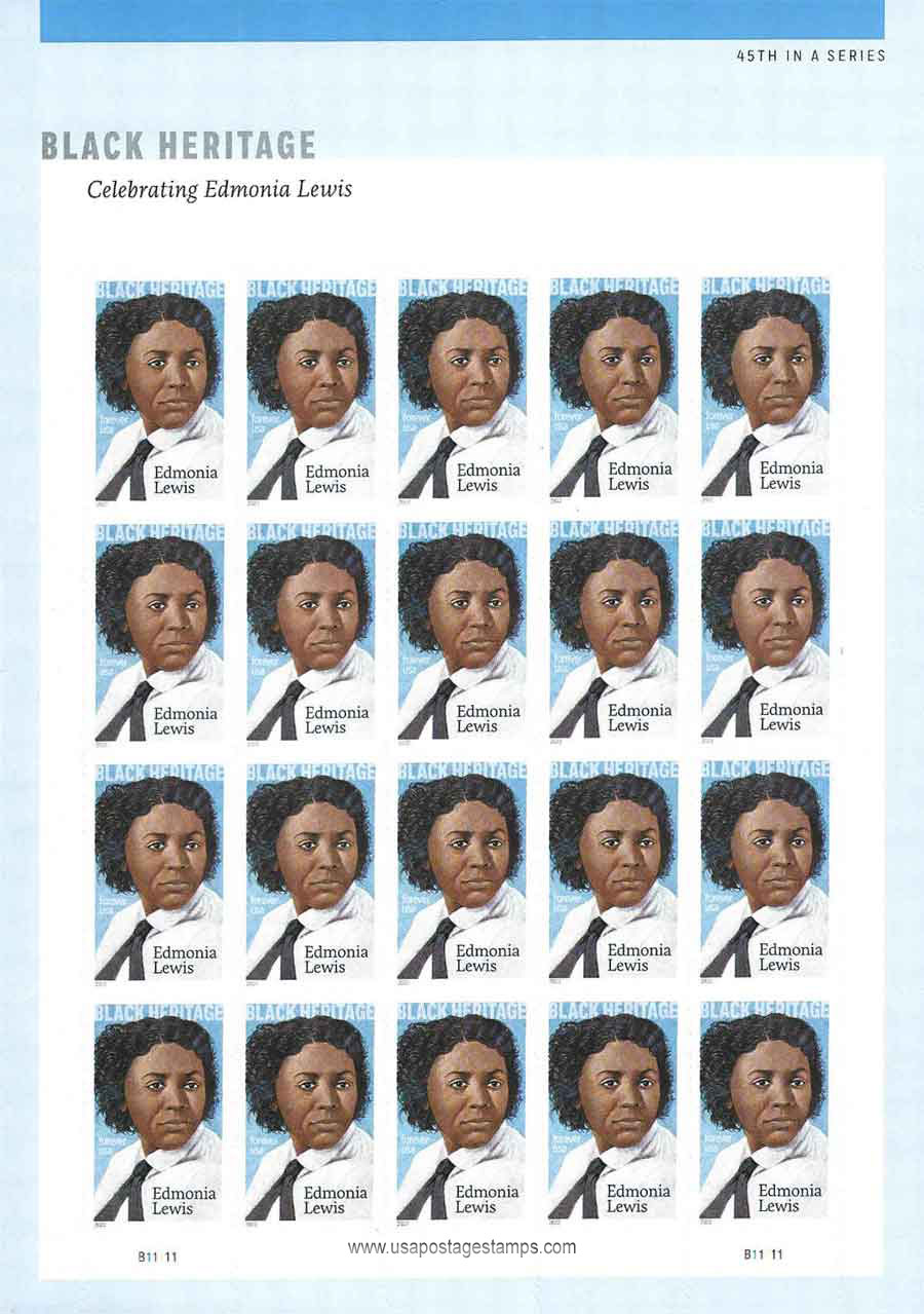 US 2022 Edmonia Lewis ; Black Heritage Full Sheet 58c. (FOREVER �) x20 Scott. 5663MS