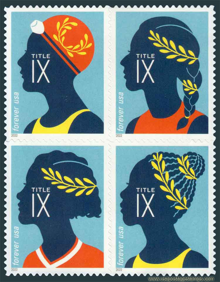 US 2022 50 Years of Title IX Female Access to Academic Sport ; Se-tenant 58c.x4 Scott. 5671b
