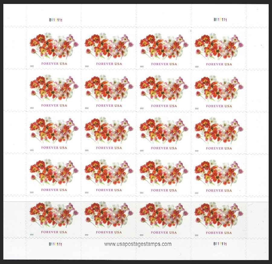US 2022 Tulip Flowers Full Sheet 58c.x20 Scott. 5681MS