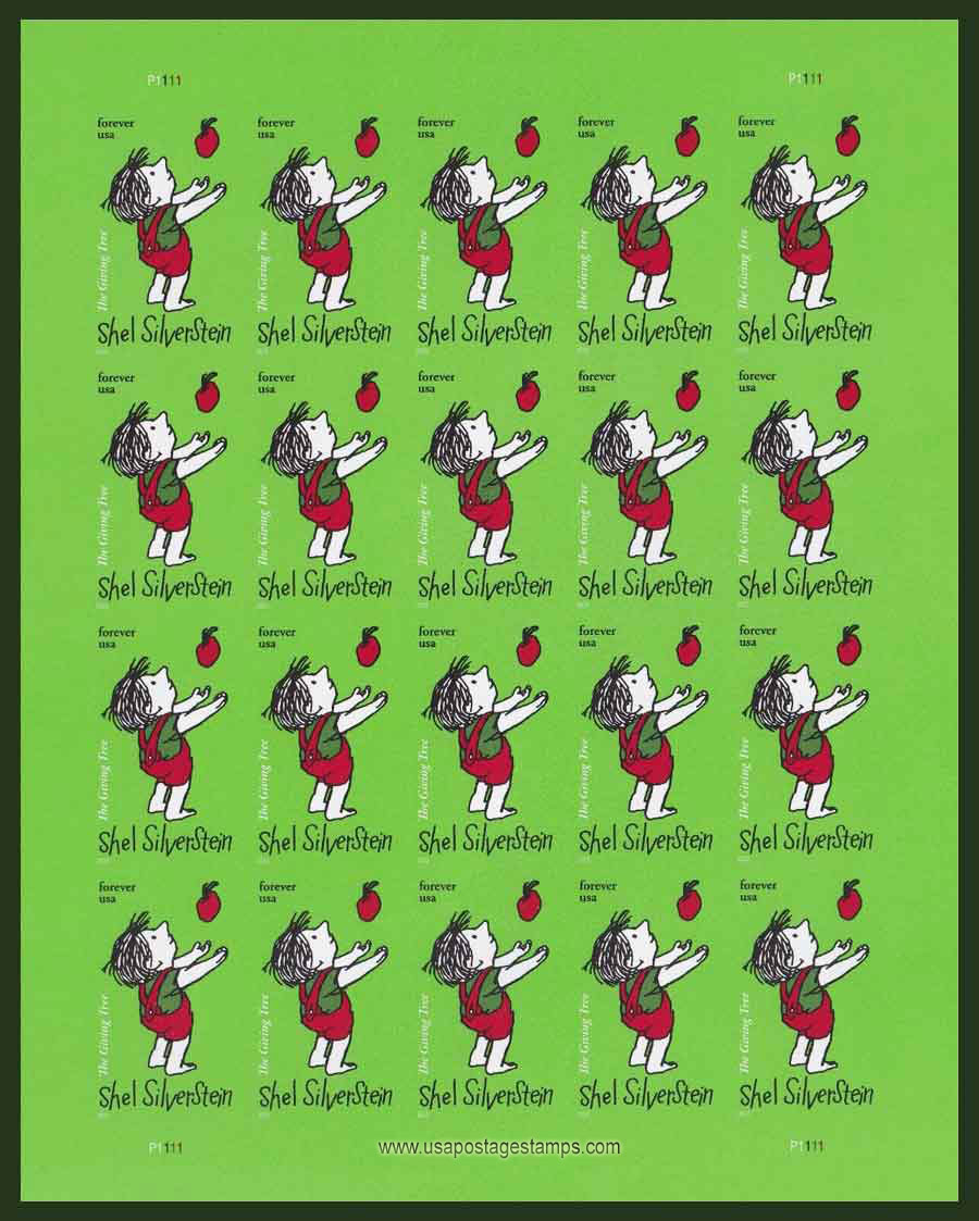 US 2022 'The giving Tree' by Sheldon Silverstein ; Full Sheet Imperf. 58c.x20 Scott. 5683aMS