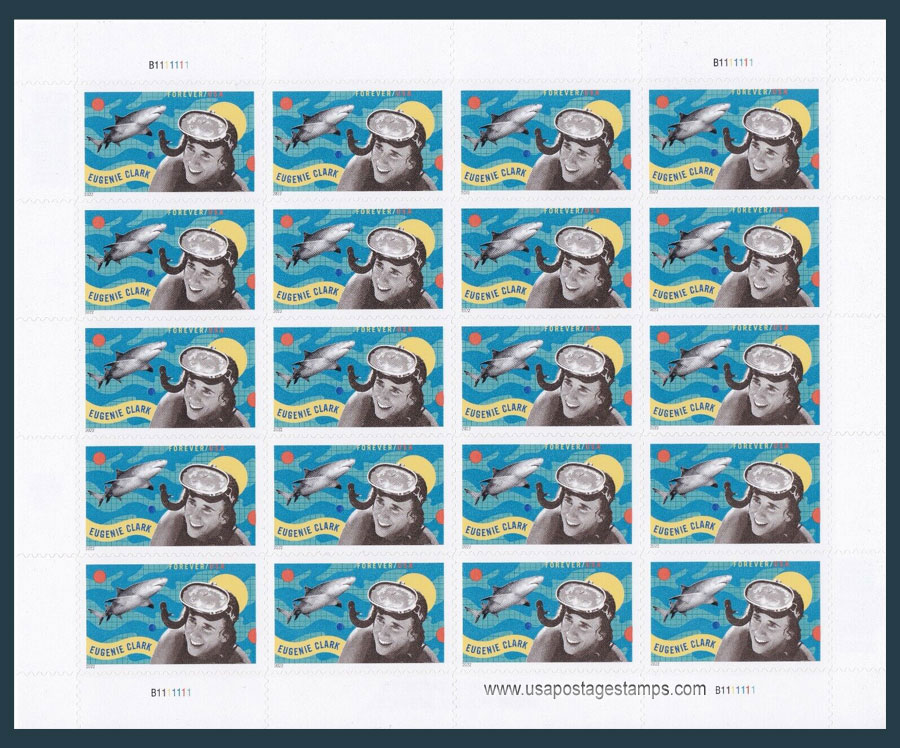 US 2022 Eugenie Clark ; Full Sheet 58c.x20 Scott. 5693MS