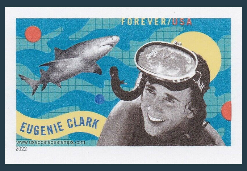 US 2022 Marine Biologist Eugenie Clark ; Imperf. 58c. Scott. 5693a