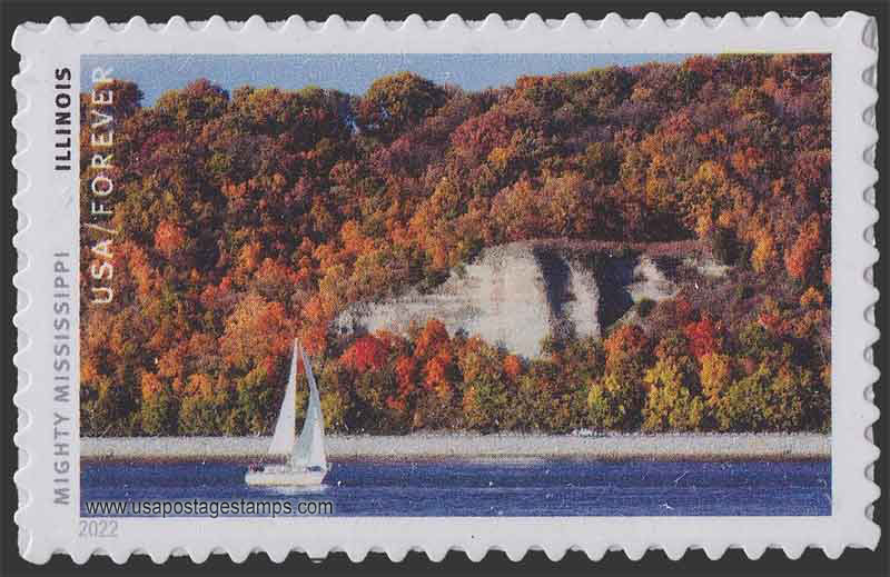 US 2022 River Scene, Illinois ; Mighty Mississippi 58c. Scott. 5698d