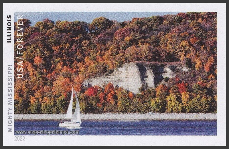 US 2022 River Scene, Illinois ; Mighty Mississippi Imperf. 58c. Scott. 5698kd