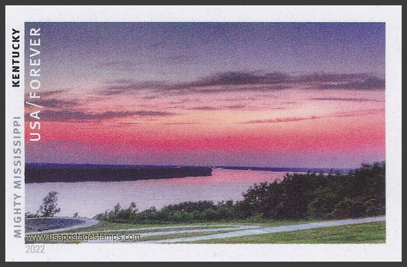 US 2022 Mississippi River at Wickliffe ; Mighty Mississippi Imperf. 58c. Scott. 5698kf