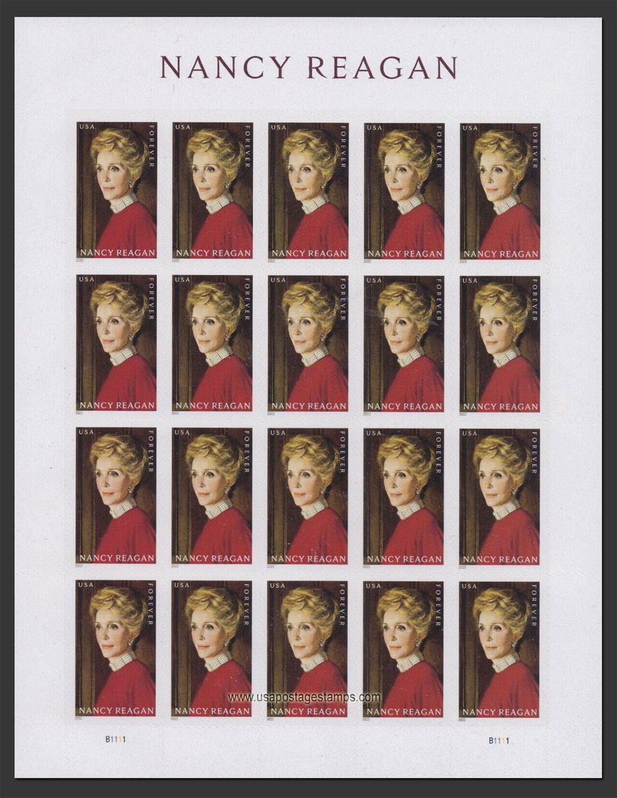 US 2022 Nancy Davis Reagan ; Full Sheet 58c.x20 Scott. 5702MS