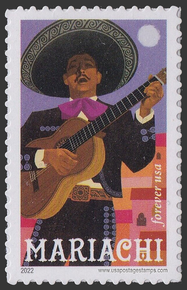 US 2022 Mariachi: Guitarist and Moon 60c. Scott. 5703