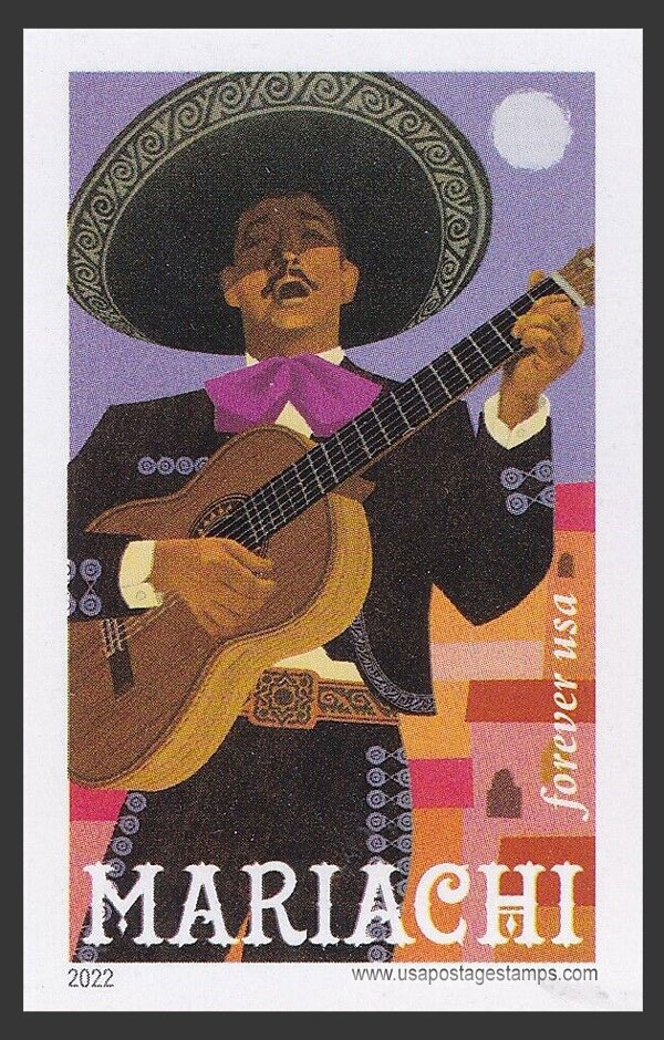 US 2022 Mariachi: Guitarist and Moon ; Imperf. 60c. Scott. 5703a