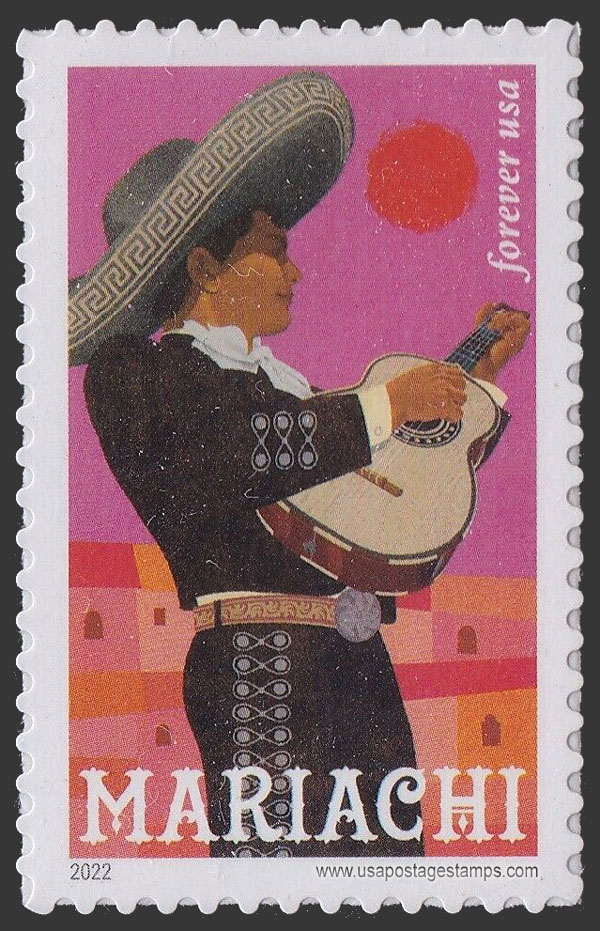 US 2022 Mariachi: Guitarist and Sun 60c. Scott. 5704