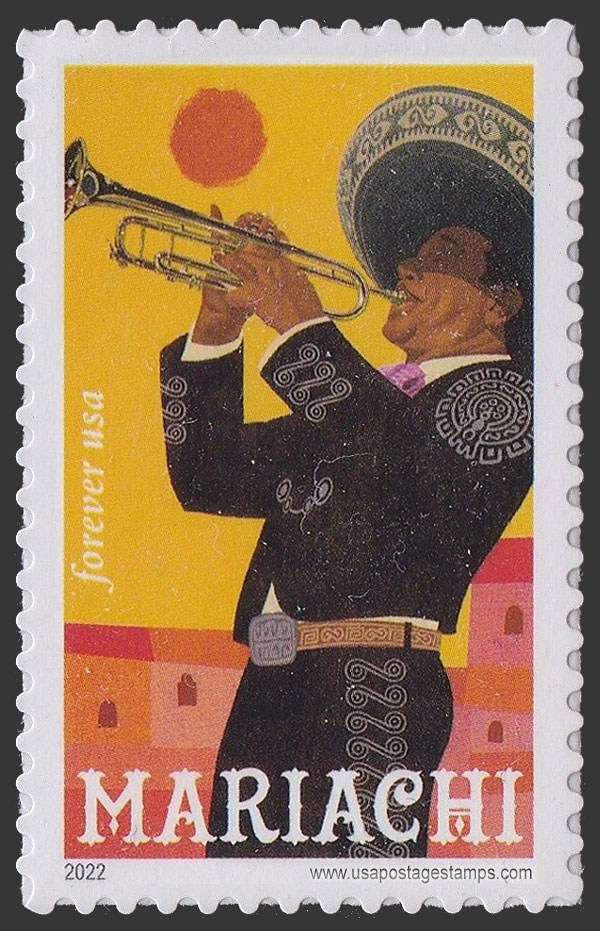 US 2022 Mariachi: Trumpet Player and Sun 60c. Scott. 5707