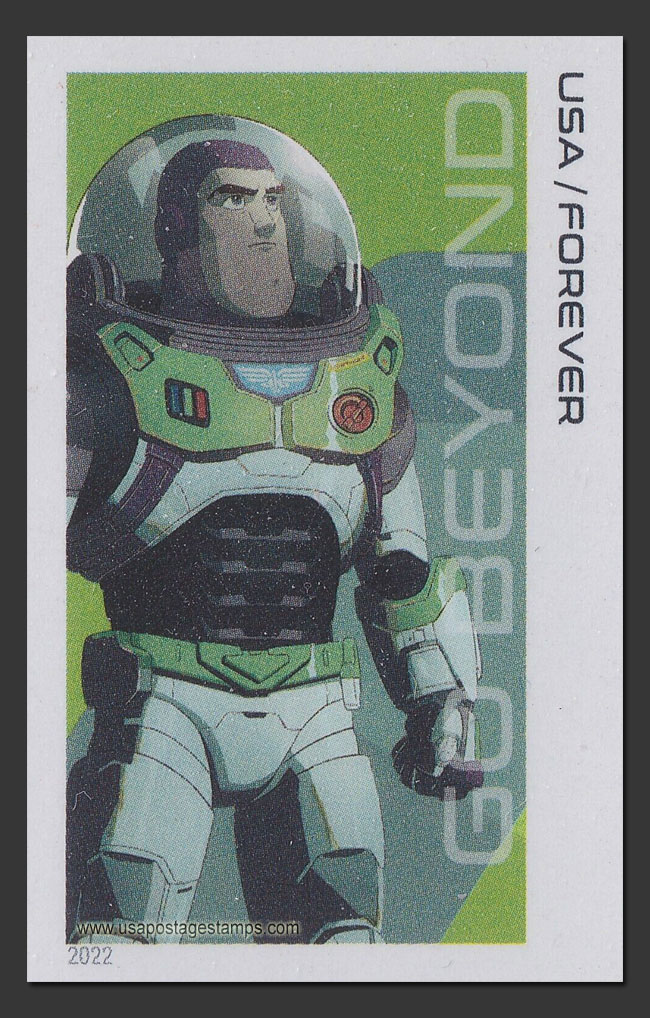 US 2022 Buzz Lightyear: Standing Feet Not Visible ; Imperf. 60c. Scott. 5712a