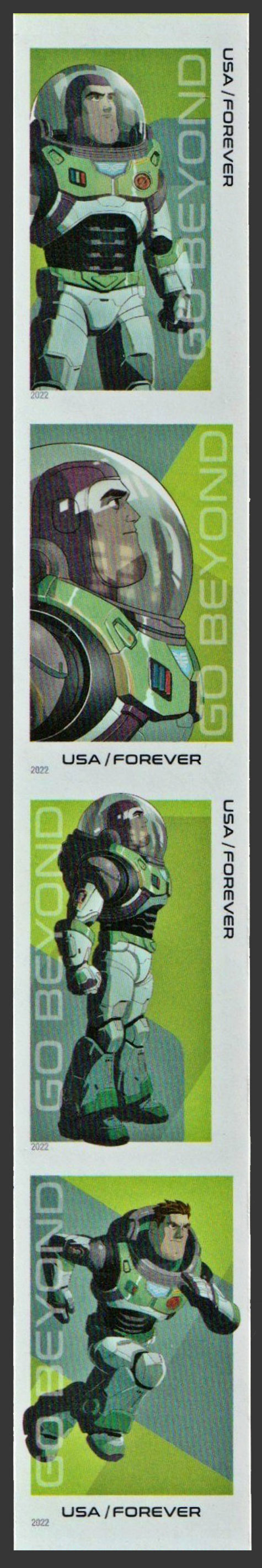 US 2022 Buzz Lightyear : Go Beyond ; Imperf. 60c.x4 Scott. 5712c
