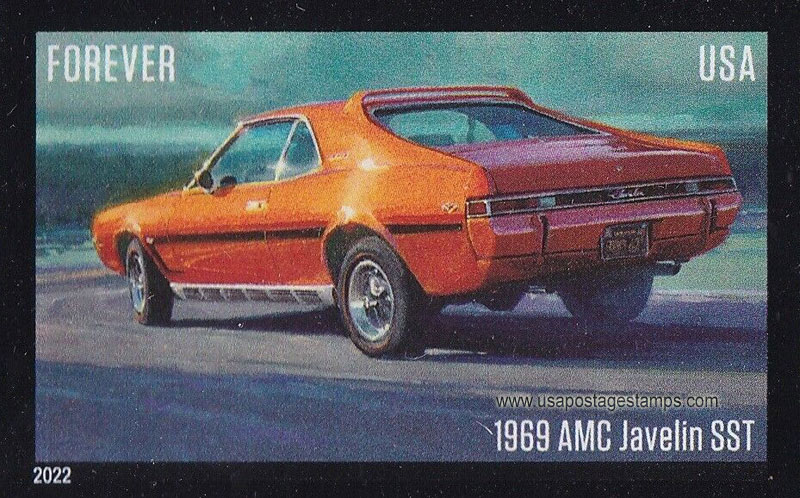 US 2022 Pony Car : '1969 AMC Javelin SST' Imperf. 60c. Scott. 5719a