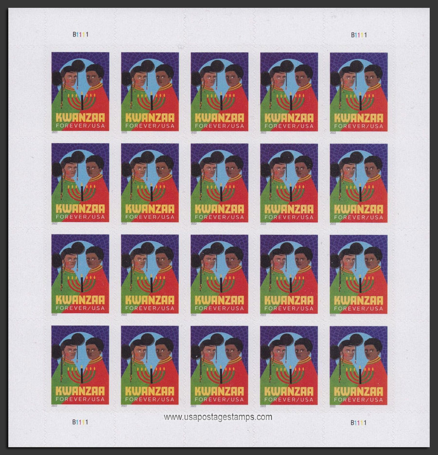 US 2022 Kwanzaa ; Full Sheet 60c.x20 Scott. 5737MS