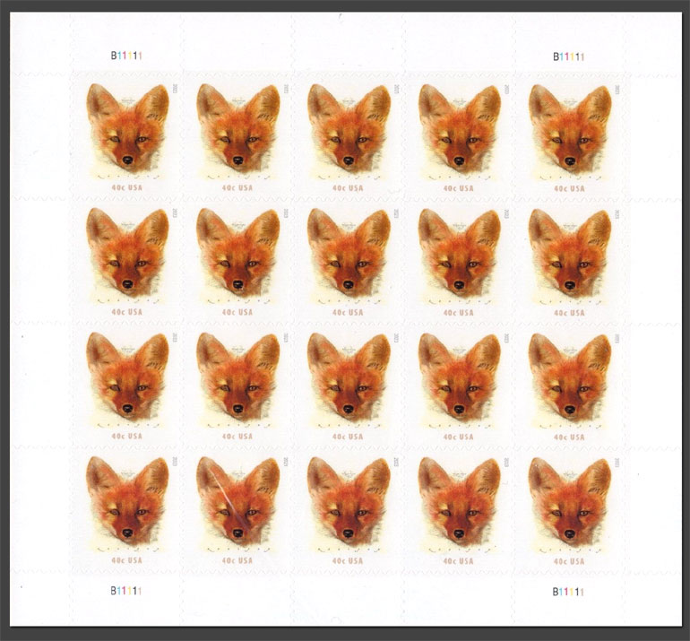 US 2023 Red Fox ; Full Sheet 40c.x20 Scott 5743MS